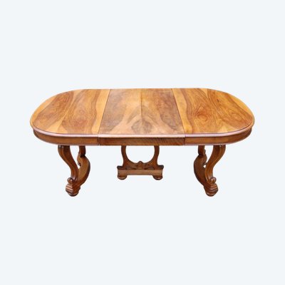 Napoleon III walnut table in the Louis XV style, late 19th century with extensions 10 place settings
