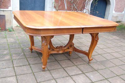 Napoleon III table, walnut, Louis XV style, late 19th century