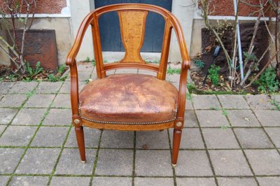 Fauteuil de bureau Napoléon III en acajou