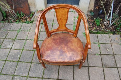 Fauteuil de bureau Napoléon III en acajou