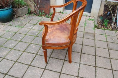 Fauteuil de bureau Napoléon III en acajou