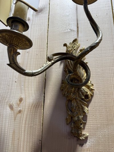 Pair of Louis XV style wall lights - Bronze rocaille