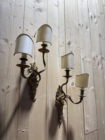 Pair of Louis XV style wall lights - Bronze rocaille