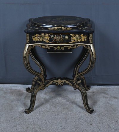 Table Travailleuse in painted wood, Napoleon III period - Mid-19th century