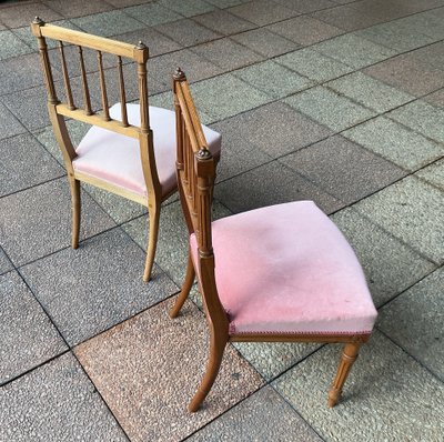 Deux chaises un peu basses de style Louis XVI.