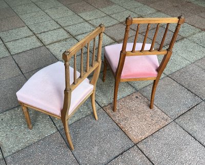 Deux chaises un peu basses de style Louis XVI.