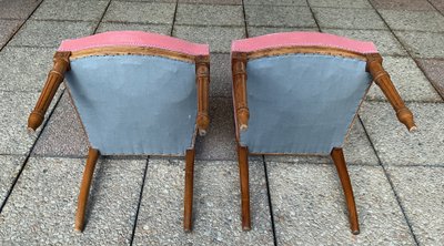 Deux chaises un peu basses de style Louis XVI.