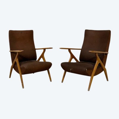 Paire de fauteuils du milieu du XXe siècle attribués à Antonio Gorgone