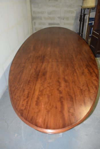             Imposante Table De Conférence 1940 Ovale Pieds Gaine Sabots Laiton            