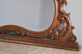             Commode Coiffeuse En Noyer De Style Louis XV Dessus Marbre Brèche Fin XIXème            