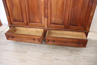 Large antique wardrobe in solid walnut, Italy Mid 19th century