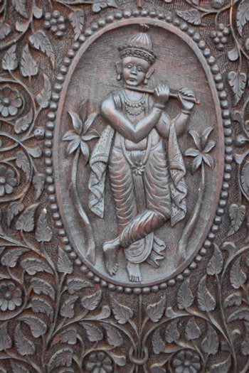             Two Bodies Indian Rosewood Sideboard Richly Carved End of XIXth century