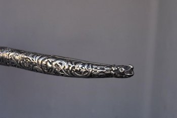             Couteaux Oriental Type Yatagan  Corne  Blonde Et Argent            