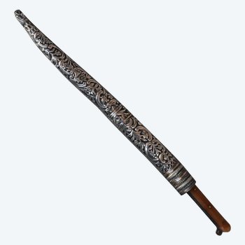             Couteaux Oriental Type Yatagan  Corne  Blonde Et Argent            
