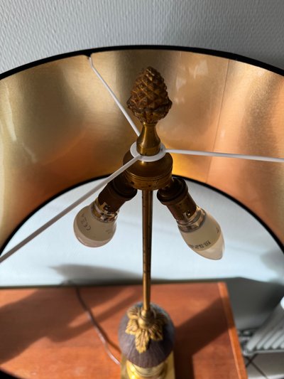 Original Pair of Brass and Coconut Lamps