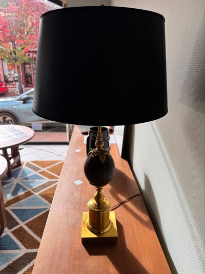 Original Pair of Brass and Coconut Lamps