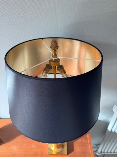 Original Pair of Brass and Coconut Lamps