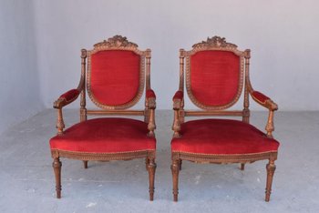             Three Piece Salon 1900 Mahogany Louis XVI Style