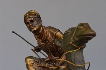             "Le méhariste" spectaculaire bronze orientaliste Edouard Drouot (1859-1945)            
