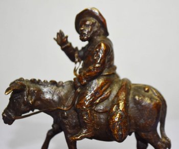             Don Quixote And Sancho In Bronze Pair By Fratin Late 19th Century