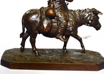             Don Quixote And Sancho In Bronze Pair By Fratin Late 19th Century
