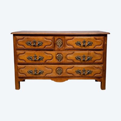Superb antique chest of drawers in solid cherry wood, in the Louis XV style