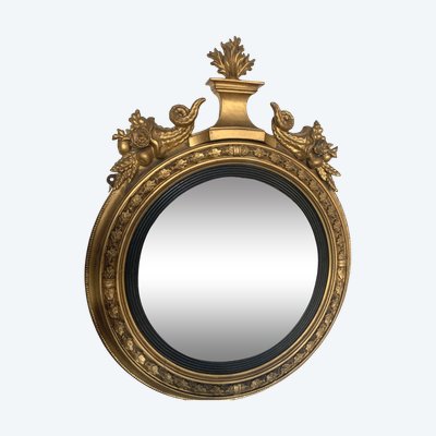 Miroir Sorcière En Bois Sculpté Doré XIX Siècle