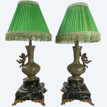 Paire de lampe dans le goût d'Auguste Moreau 