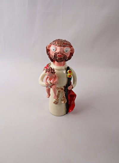 Der heilige Josef mit der Lilie und dem Jesuskind aus Terrakotta, signiert von Irene Salgueiro