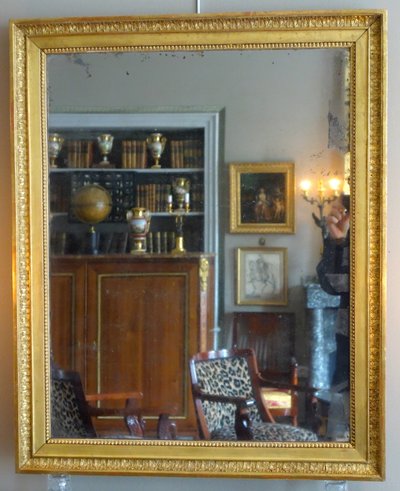 Gilt wood mirror with gold leaf and mercury glass, Empire period - 88cm x 72cm