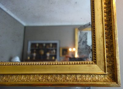 Gilt wood mirror with gold leaf and mercury glass, Empire period - 88cm x 72cm