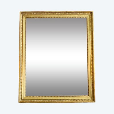 Miroir en bois doré feuille d'or et glace au mercure, époque Empire - 88cm x 72cm