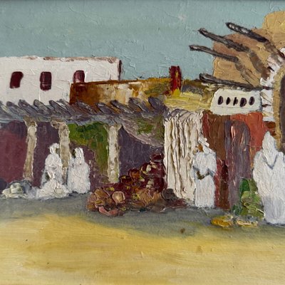 Oriental oil on cardboard, applied with a palette knife, by P. Gobewille