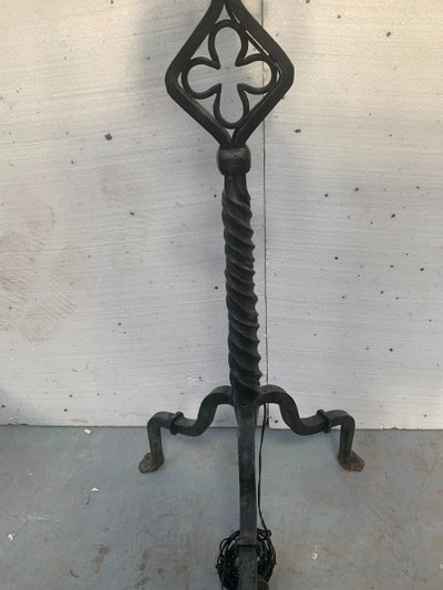 Hammered Iron Candlestick with Seven Light Points, 20th Century
