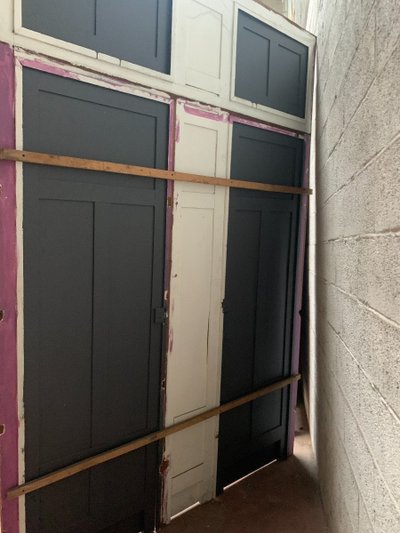 Patinated Beechwood Wardrobe Front, 20th Century Doors