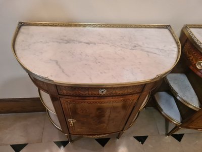 Paire de consoles  demi-lune dits « à l’anglaise , estampillées AME FOURNIER - Ep Napoléon III.