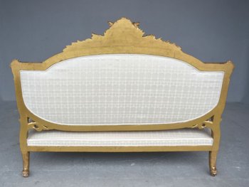 Salon En Bois Doré De Style Louis XVI d'époque Napoléon III Canapé Et 4 Fauteuils