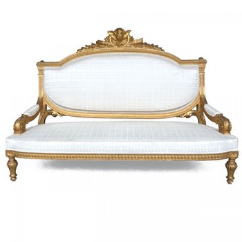 Salon En Bois Doré De Style Louis XVI d'époque Napoléon III Canapé Et 4 Fauteuils
