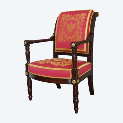 Jacob Desmalter - fauteuil de bureau d'époque Empire en acajou et bronze doré