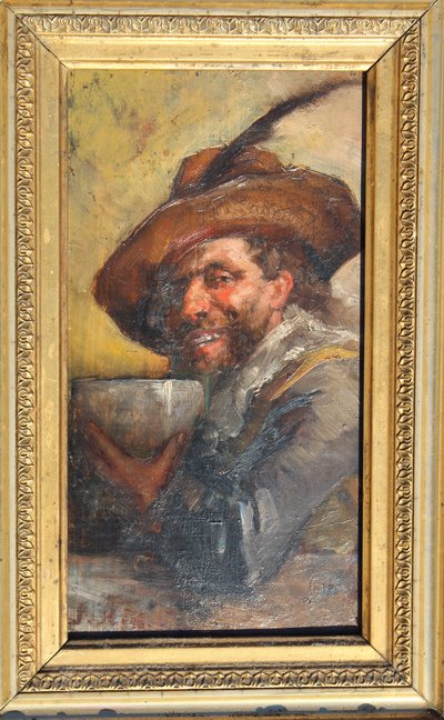 Tableau Huile / panneau représentant un Mousquetaire signé F. ROYBET