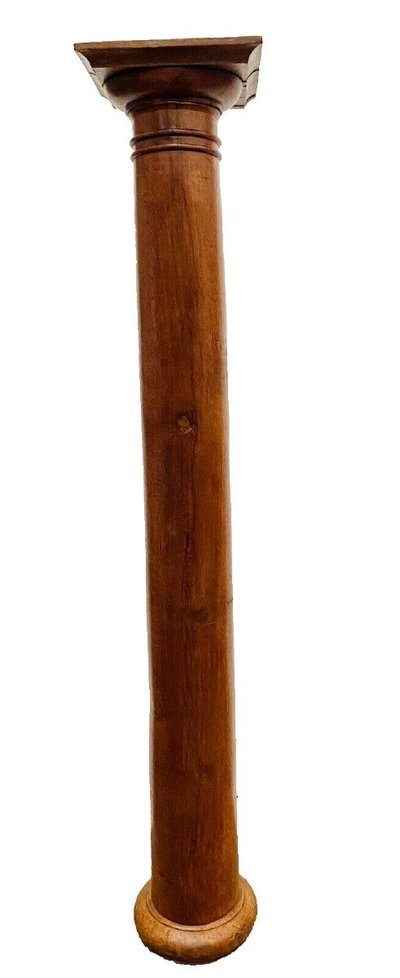 Colonne Ronde A Chapiteau En Bois De Chêne XIX Siècle 
