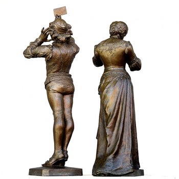 Coppia di Romeo e Giulietta in bronzo del XIX secolo di Angelo Cuglierero 1882