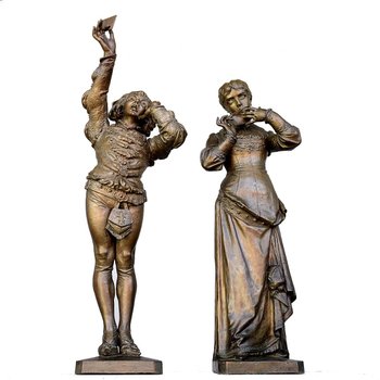 Coppia di Romeo e Giulietta in bronzo del XIX secolo di Angelo Cuglierero 1882