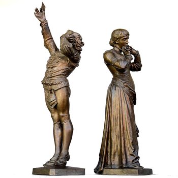Coppia di Romeo e Giulietta in bronzo del XIX secolo di Angelo Cuglierero 1882