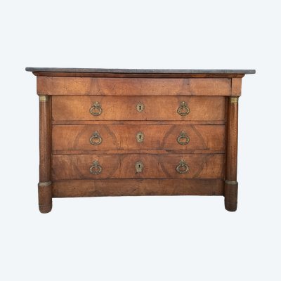 Empire period chest of drawers in burr walnut