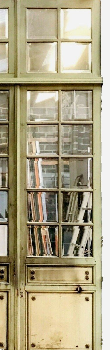 Three 19th Century Patinated Beechwood Doors with Transoms