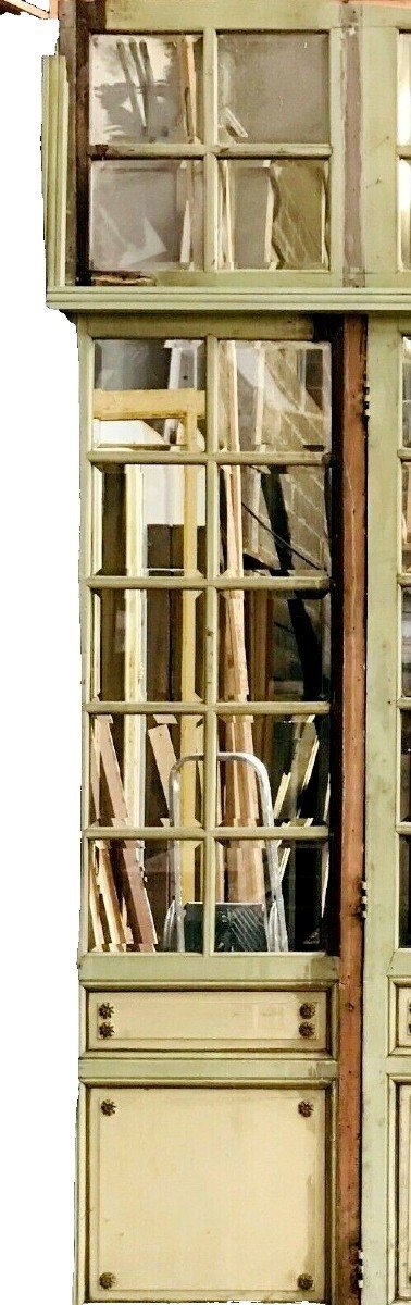 Three 19th Century Patinated Beechwood Doors with Transoms