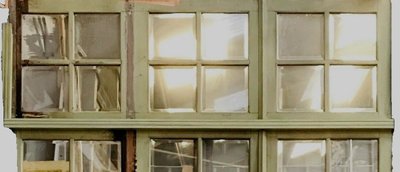 Three 19th Century Patinated Beechwood Doors with Transoms