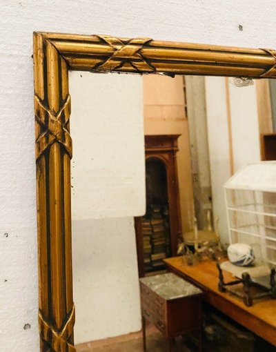 Trumeau da camino del XIX secolo in legno e stucco dorato in stile Luigi XVI