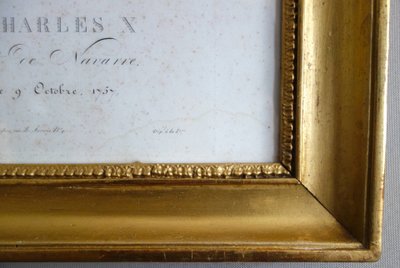 Royalist engraving - portrait of Charles X, King of France and Navarre, giltwood frame, 1820